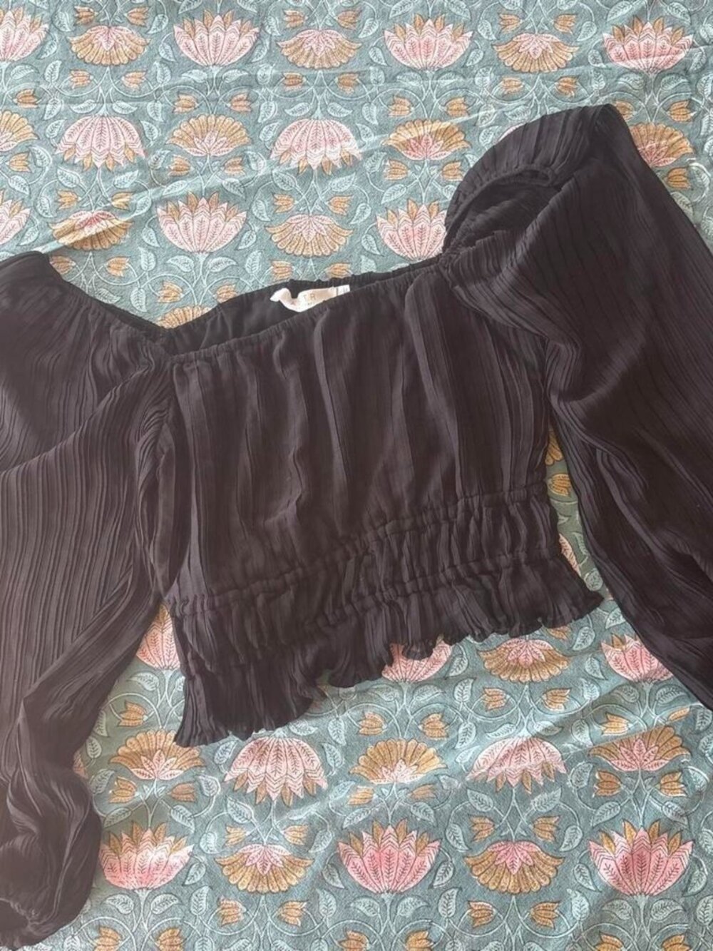 Black Off-the-Shoulder Ruffle Blouse